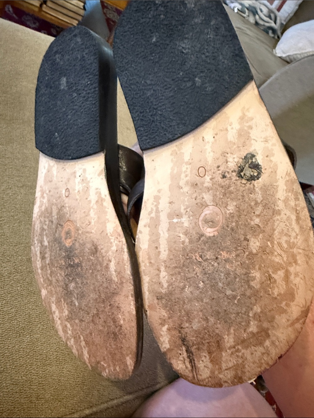 Calleen Cordero Leather Flip Flops Womens 10 Brown Thong Sandals (TD) - Picture 6 of 6